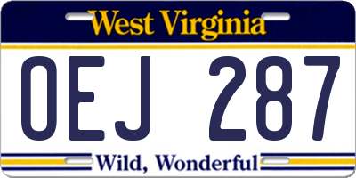 WV license plate OEJ287