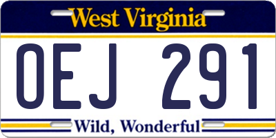 WV license plate OEJ291