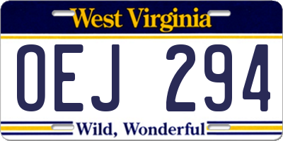 WV license plate OEJ294