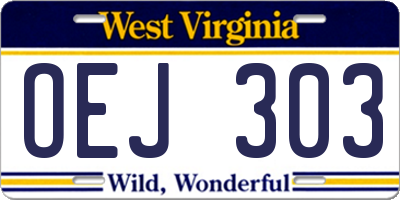 WV license plate OEJ303