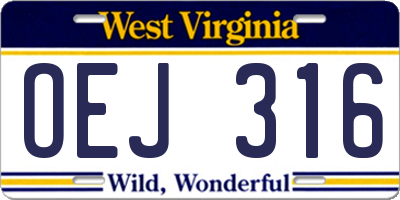WV license plate OEJ316