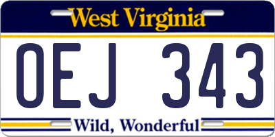 WV license plate OEJ343