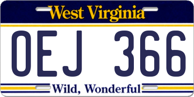 WV license plate OEJ366