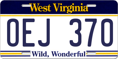 WV license plate OEJ370