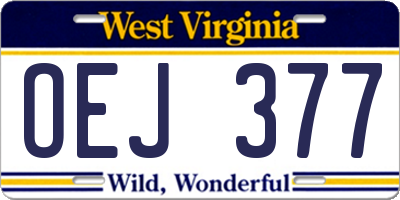 WV license plate OEJ377