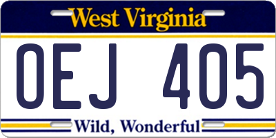 WV license plate OEJ405