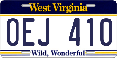 WV license plate OEJ410