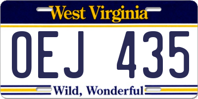 WV license plate OEJ435