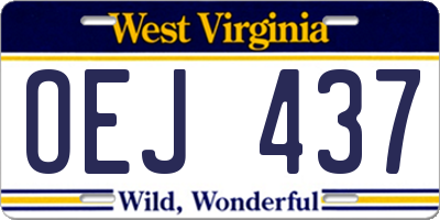 WV license plate OEJ437