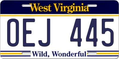 WV license plate OEJ445