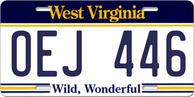 WV license plate OEJ446