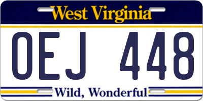 WV license plate OEJ448
