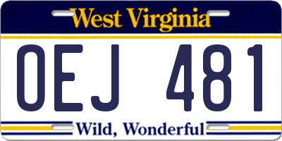 WV license plate OEJ481