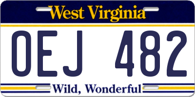 WV license plate OEJ482