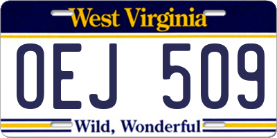 WV license plate OEJ509