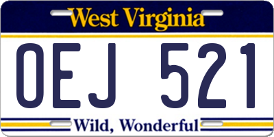 WV license plate OEJ521
