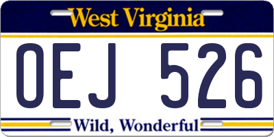WV license plate OEJ526