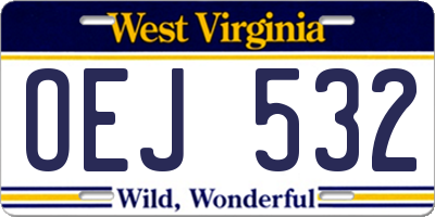 WV license plate OEJ532