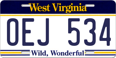 WV license plate OEJ534