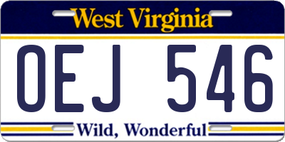 WV license plate OEJ546