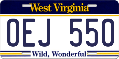 WV license plate OEJ550