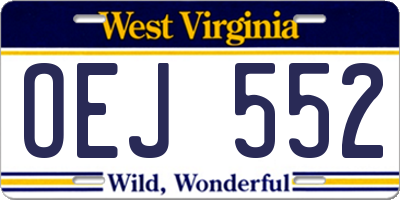 WV license plate OEJ552