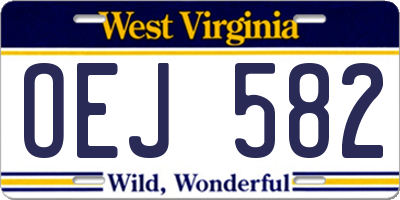 WV license plate OEJ582