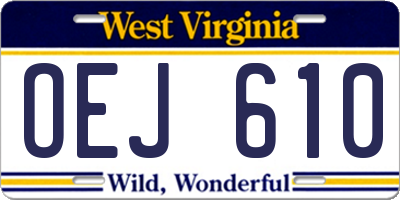 WV license plate OEJ610