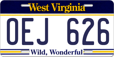 WV license plate OEJ626