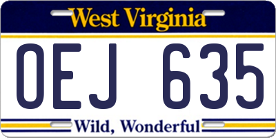 WV license plate OEJ635