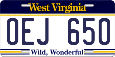 WV license plate OEJ650