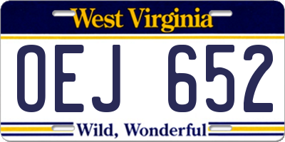 WV license plate OEJ652