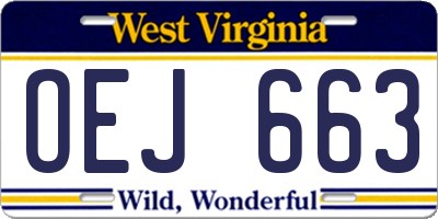 WV license plate OEJ663