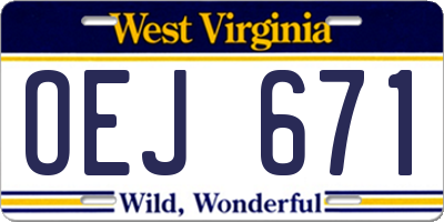WV license plate OEJ671