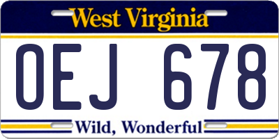 WV license plate OEJ678