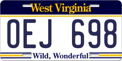WV license plate OEJ698