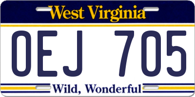 WV license plate OEJ705