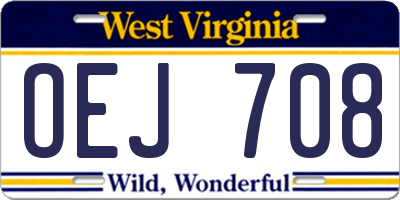 WV license plate OEJ708