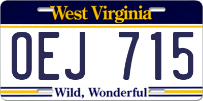 WV license plate OEJ715