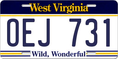 WV license plate OEJ731