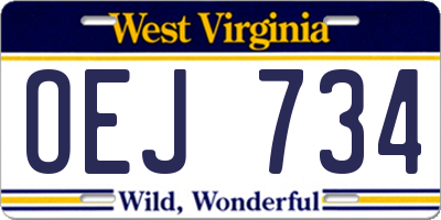 WV license plate OEJ734