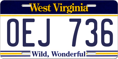 WV license plate OEJ736