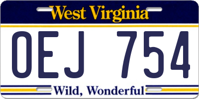 WV license plate OEJ754