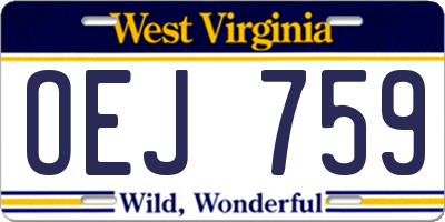 WV license plate OEJ759