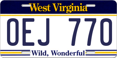 WV license plate OEJ770