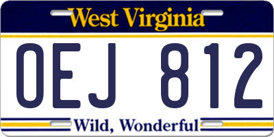 WV license plate OEJ812