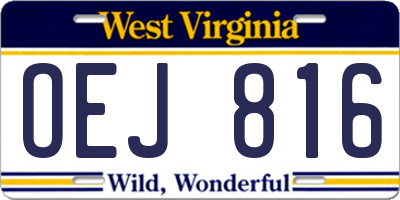 WV license plate OEJ816
