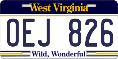 WV license plate OEJ826