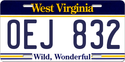 WV license plate OEJ832