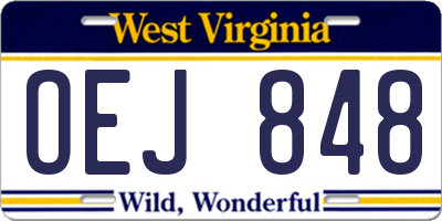 WV license plate OEJ848